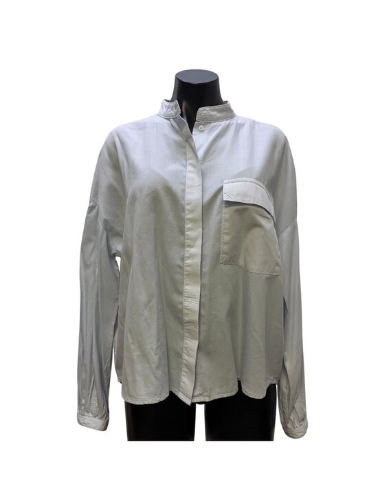 Marc O'Polo Tops - Marc O'Polo Light Blue Mandarin Collar Long-Sleeve Blouse Size 38/M